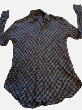 Domani Platinum Men's Size M Gray & Black Button Long Sleeve Casual Shirt